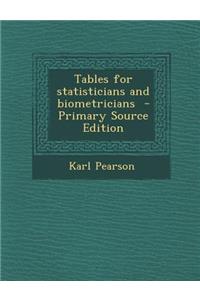 Tables for Statisticians and Biometricians