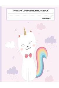 Primary Composition Notebook Grades K-2 Kawaii Kitty Cat