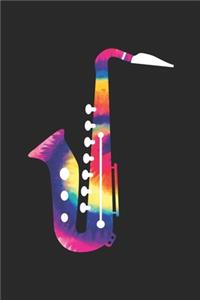 Tie Dye Saxophone Notebook - Music Instrument Gift for Saxophone Player - Saxophone Journal - Saxophone Diary