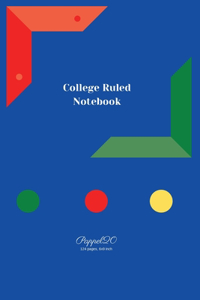 College Ruled Notebook Blue Cover 124 pages 6x9 Inches