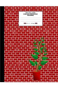 Brick Wall Theme, Unruled Composition Notebook. 8.5 X 11. 120 Pages