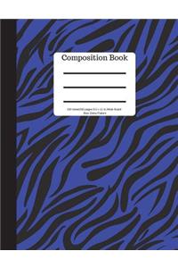 Composition Book 100 Sheet/200 Pages 8.5 X 11 In.-Wide Ruled- Blue Zebra Pattern