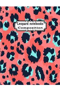 Leopard Notebooks Composition: Paper Graph Composition College Ruled Notebooks 100 Pages Large Print Journals Wonderful Leopard Pattern Design Funny Drawing Seamless Pattern