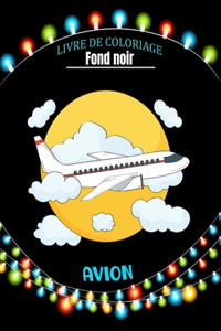 avion livre de coloriage fond noir