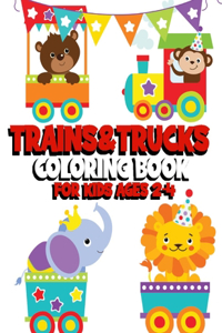 Trains&Trucks Coloring Book For Kids Ages 2-4