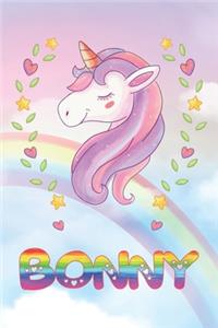 Bonny: Bonny Unicorn Notebook Rainbow Journal 6x9 Personalized Customized Gift For Someones Surname Or First Name is Bonny