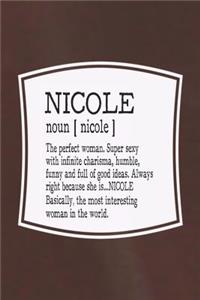 Nicole Noun [ Nicole ] the Perfect Woman Super Sexy with Infinite Charisma, Funny and Full of Good Ideas. Always Right Because She Is... Nicole