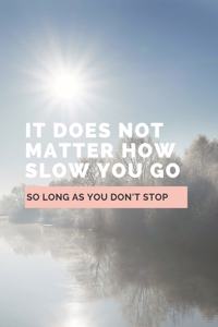 It Does Not Matter How Slow You Go So Long As You Don't Stop
