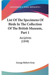 List of the Specimens of Birds in the Collection of the British Museum, Part 1