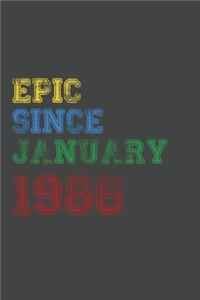 Gift Idea Epic Since 1986 Notebook Vintage Birthday Gift Idea