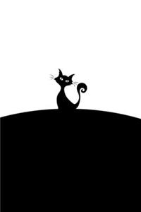 Black Cat on White Horizon Notebook: Ruled blank journal for taking notes, writing, planning or making lists.