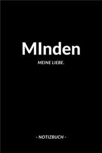 MInden: Notizbuch, Notizblook, Notizheft, Notizen, Block, Planer - DIN A5, 120 Seiten - Liniert, Linien, Lined - Deine Stadt, Dorf, Region und Heimat