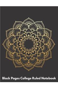 Black Pages College Ruled Notebook