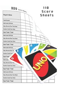 Uno 110 Score Sheets