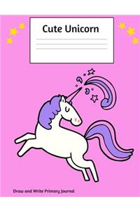 Cute Unicorn Write and Draw Primary Journal