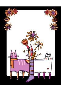 My Big Fat Journal Notebook For Cat Lovers Funny Cats In Socks With Flowers 8