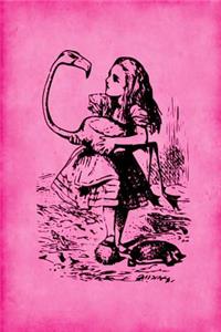 Alice in Wonderland Vintage Bullet Dot Grid Journal - Alice and The Flamingo (Pink)