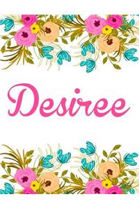 Desiree: Personalised Name Notebook/Journal Gift For Women & Girls 100 Pages (White Floral Design)