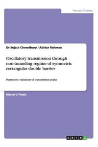 Oscillatory transmission through non-tunneling regime of symmetric rectangular double barrier