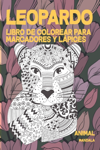 Libro de colorear para marcadores y lápices - Mandala - Animal - Leopardo