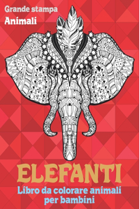Libro da colorare Animali per bambini - Grande stampa - Animali - Elefanti