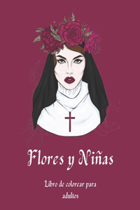 Flores y Niñas Libro de Colorear para Adultos