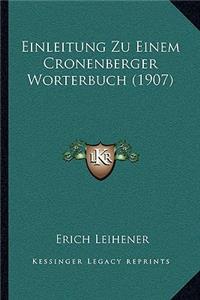 Einleitung Zu Einem Cronenberger Worterbuch (1907)