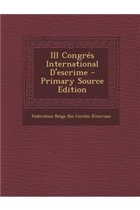 III Congres International D'Escrime