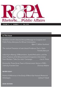 Rhetoric & Public Affairs 21, No. 3