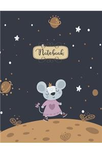 Notebook: Cute rat space Notebook for Kids and Lined pages, Extra large (8.5 x 11) inches, 110 pages, White paper