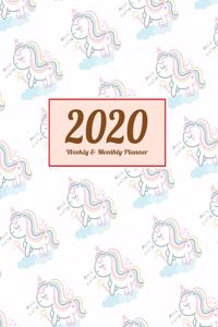 2020 Planner Weekly & Monthly 8.5x11 Inch: Unicorn Make A Wish One Year Weekly and Monthly Planner + Calendar Views