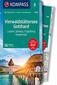 KOMPASS Wanderfuhrer Vierwaldstattersee, Gotthard: Wanderfuhrer mit Extra-Tourenkarte 1:65000, 55 Touren, GPX-Daten zum Download.