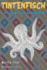 Malbuch für Erwachsene - Einfaches Level - Muster Tiere - Tintenfisch