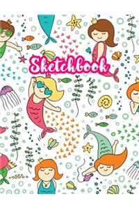 Sketchbook: Cute Drawing Note Pad and Sketch Book for Kids, Girls and Adult - Large 8.5 x 11 Matte Cover with White Interior (Perfect for Sketching, Coloring, W