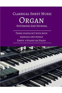 Classical Sheet Music Organ Notebook And Journal