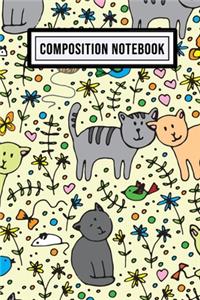 Cat Wide Ruled Composition Notebook