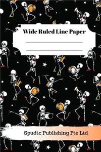Scary Skulls Theme Wide Ruled Line Paper