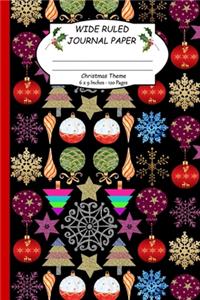 Wide Ruled Journal Paper.Christmas Theme