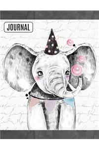 Big Fat Bullet Style Journal Notebook Watercolor Baby Elephant