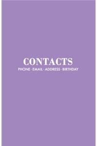 Contacts: BLACK Address Book for Business Contacts with a-z tabs, Address Book for Women, with Birthdays, THIN, SMALL, PURPLE