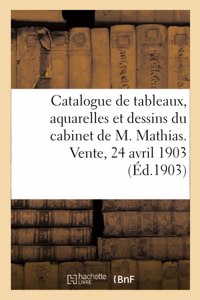 Catalogue de Tableaux, Aquarelles Et Dessins Du Cabinet de M. Mathias. Vente, 24 Avril 1903