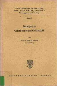Beitrage Zur Geldtheorie Und Geldpolitik