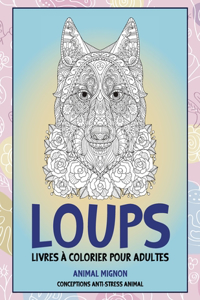 Livres à colorier pour adultes - Conceptions anti-stress Animal - Animal mignon - Loups