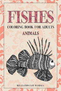 Coloring Book for Adults Relaxation Easy Mandala Animals - Fishes