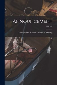 Announcement; 1961/62