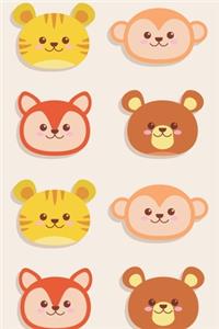 Cute Animal Heads - Blank Lined Notebook