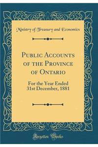 Public Accounts of the Province of Ontario: For the Year Ended 31st December, 1881 (Classic Reprint)