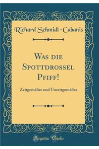 Was Die Spottdrossel Pfiff!: ZeitgemÃ¤Ã?es Und UnzeitgemÃ¤Ã?es (Classic Reprint)