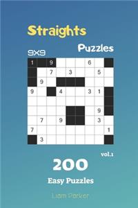 Straights Puzzles - 200 Easy Puzzles 9x9 vol.1