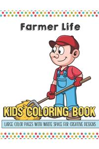 Farmer Life Kids Coloring Book Large Color Pages With White Space For Creative Designs